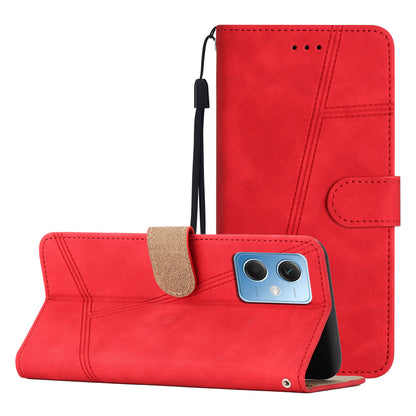 For Xiaomi Redmi Note 12 5G (China) / (India) / (Global) / Poco X5 5G Imprinted Line Cover Skin-touch Leather Phone Shell Wallet Stand