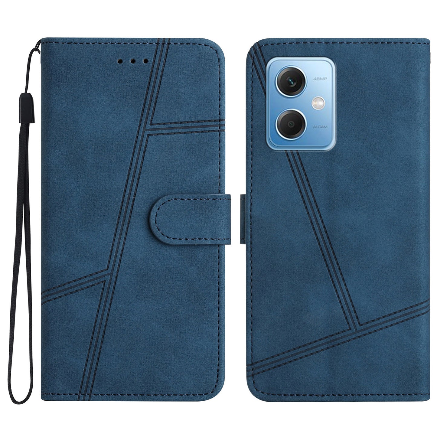 For Xiaomi Redmi Note 12 5G (China) / (India) / (Global) / Poco X5 5G Imprinted Line Cover Skin-touch Leather Phone Shell Wallet Stand