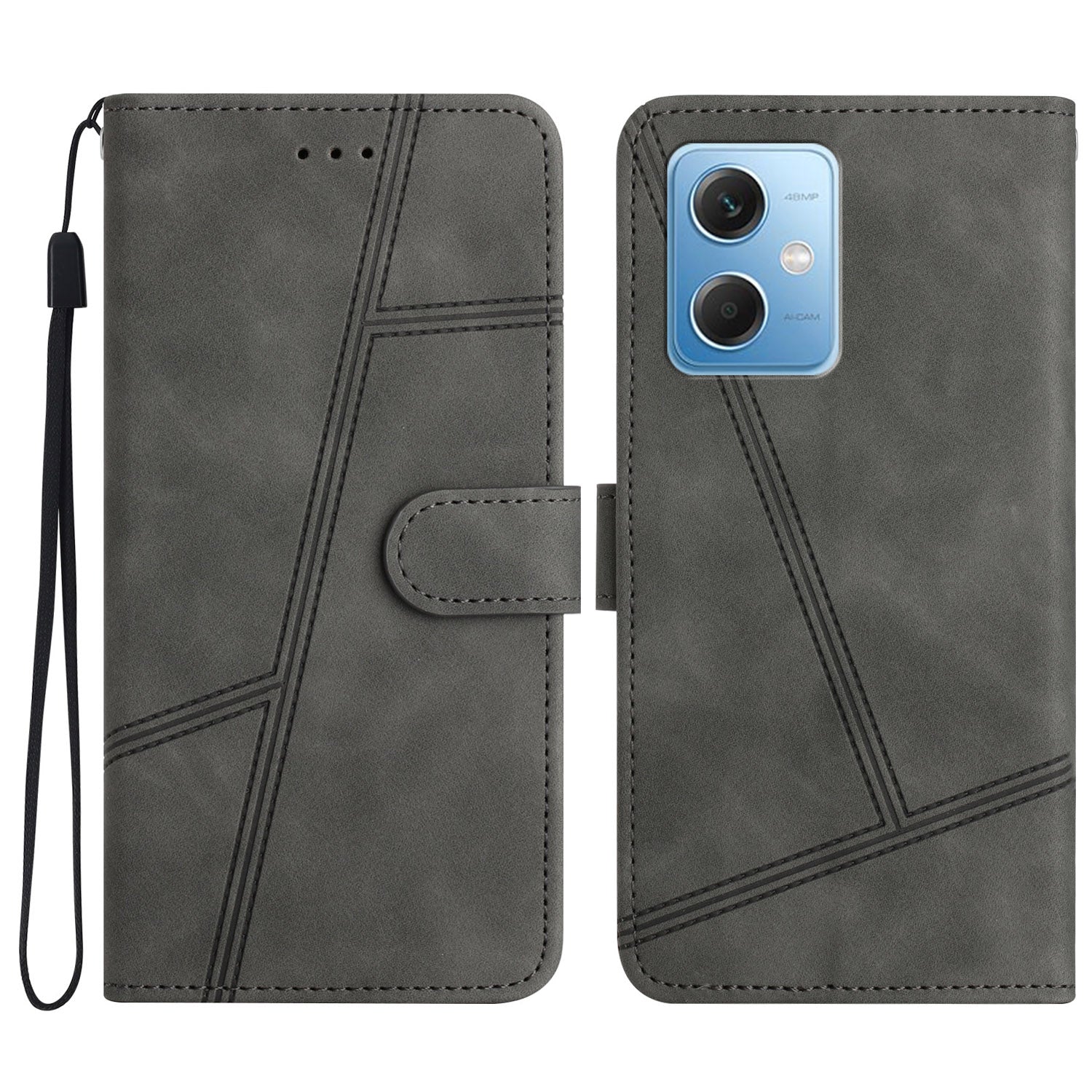 For Xiaomi Redmi Note 12 5G (China) / (India) / (Global) / Poco X5 5G Imprinted Line Cover Skin-touch Leather Phone Shell Wallet Stand