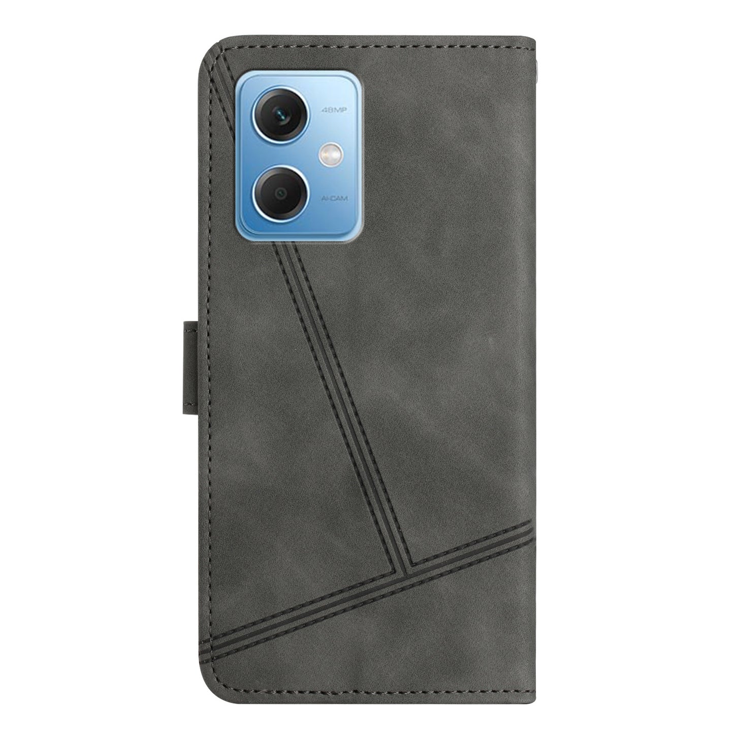 For Xiaomi Redmi Note 12 5G (China) / (India) / (Global) / Poco X5 5G Imprinted Line Cover Skin-touch Leather Phone Shell Wallet Stand