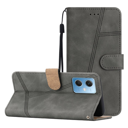 For Xiaomi Redmi Note 12 5G (China) / (India) / (Global) / Poco X5 5G Imprinted Line Cover Skin-touch Leather Phone Shell Wallet Stand
