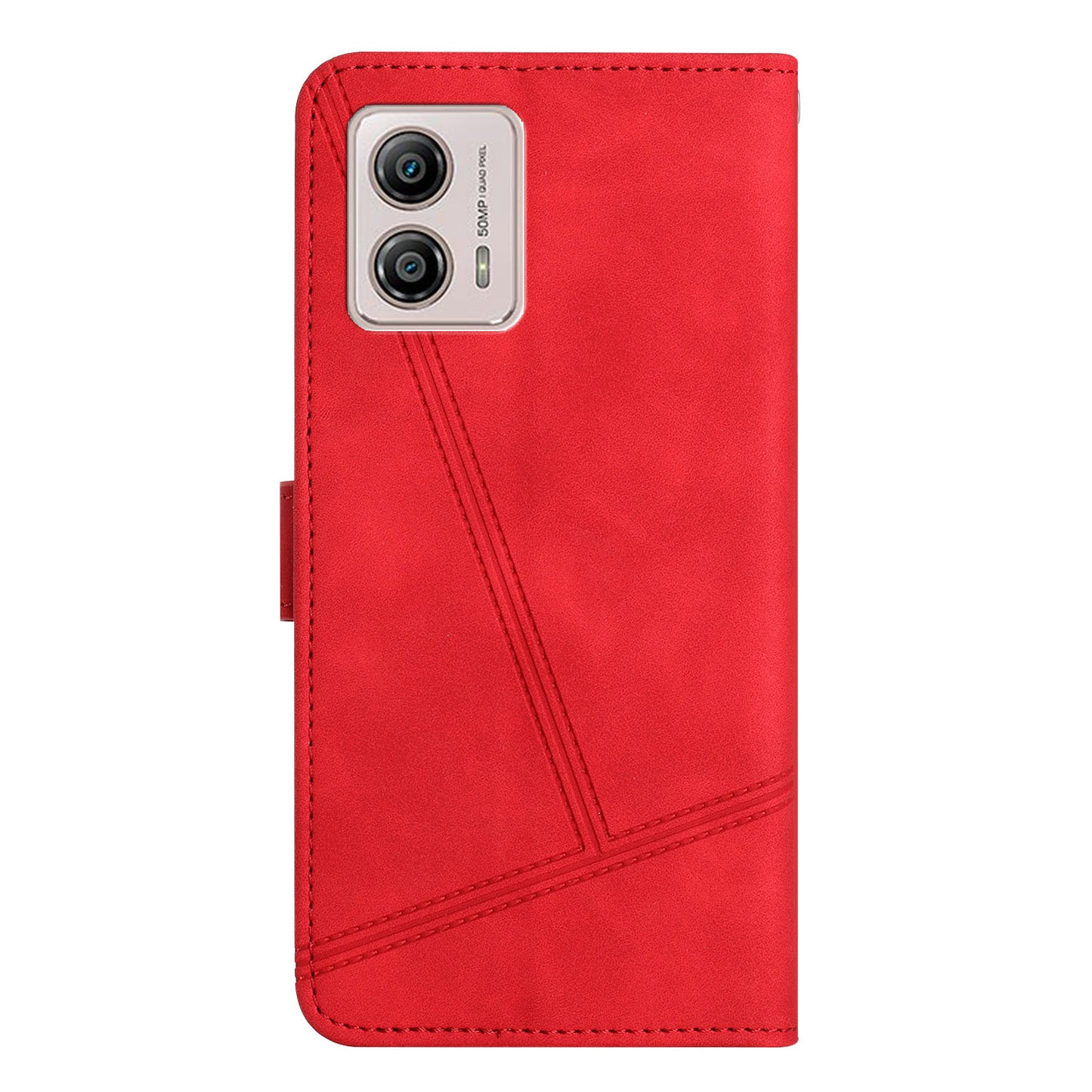 For Motorola Moto G73 5G Skin-touch Imprinted Line Cover with Wallet Stand PU Leather Phone Shell