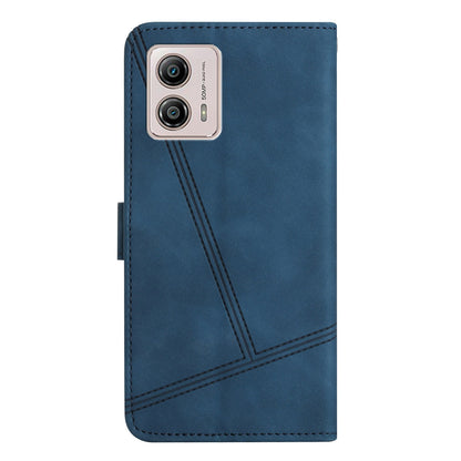 For Motorola Moto G73 5G Skin-touch Imprinted Line Cover with Wallet Stand PU Leather Phone Shell