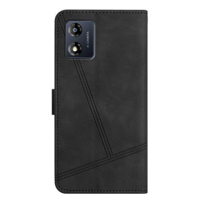 Phone Shell for Motorola Moto E13 4G Skin-touch PU Leather Imprinted Line Cover with Wallet Stand