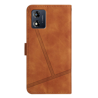 Phone Shell for Motorola Moto E13 4G Skin-touch PU Leather Imprinted Line Cover with Wallet Stand