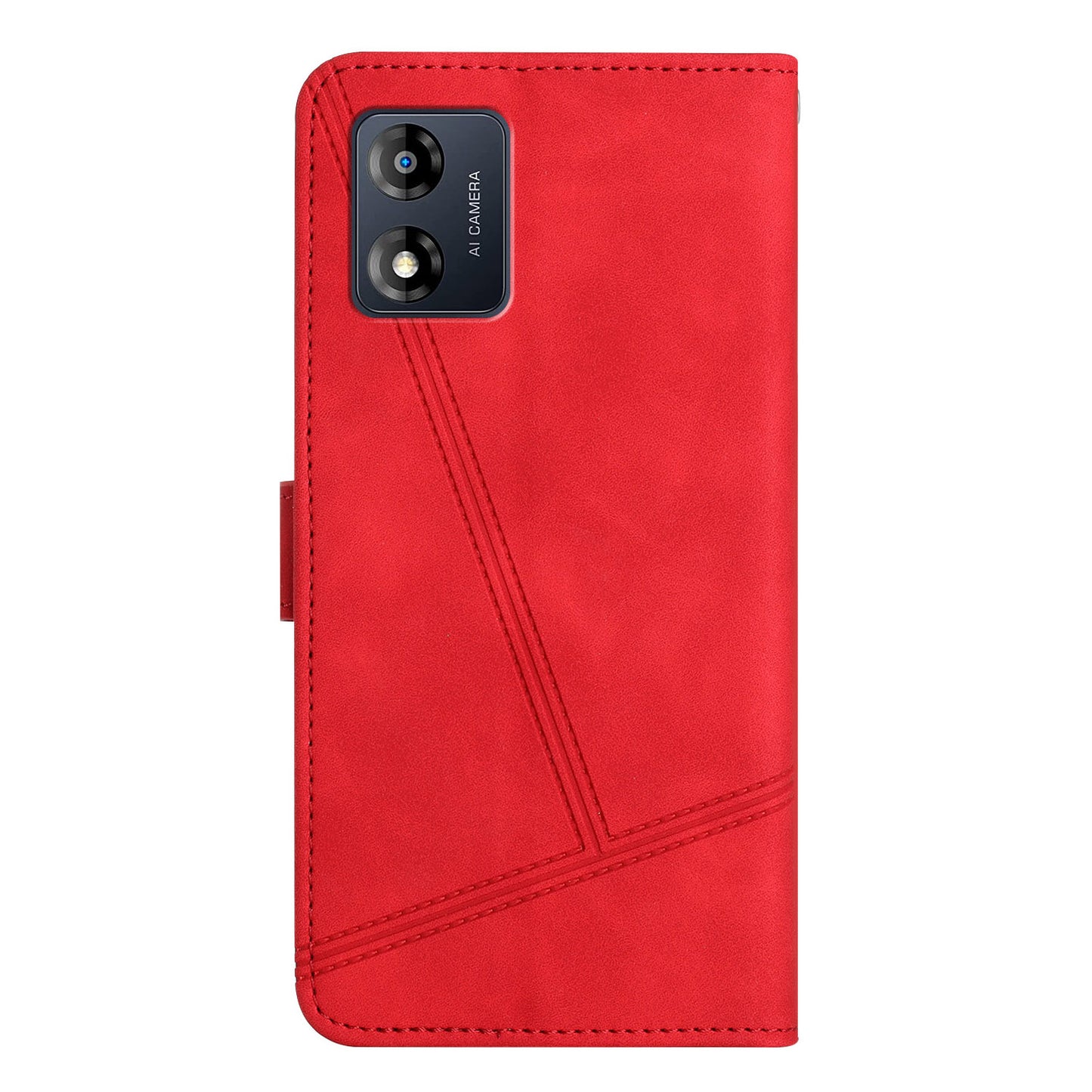 Phone Shell for Motorola Moto E13 4G Skin-touch PU Leather Imprinted Line Cover with Wallet Stand