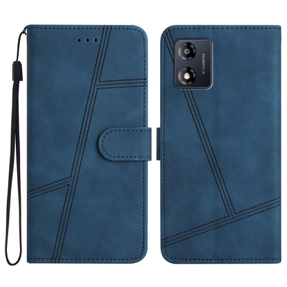Phone Shell for Motorola Moto E13 4G Skin-touch PU Leather Imprinted Line Cover with Wallet Stand