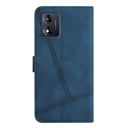 Phone Shell for Motorola Moto E13 4G Skin-touch PU Leather Imprinted Line Cover with Wallet Stand