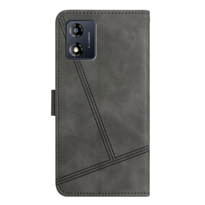 Phone Shell for Motorola Moto E13 4G Skin-touch PU Leather Imprinted Line Cover with Wallet Stand