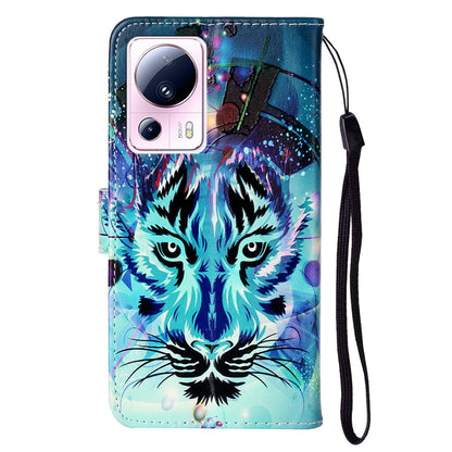 For Xiaomi 13 Lite / Civi 2 5G PU Leather Phone Case Pattern Printing Folding Stand Wallet Cover with Strap