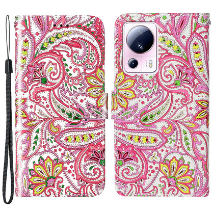 For Xiaomi 13 Lite / Civi 2 5G PU Leather Phone Case Pattern Printing Folding Stand Wallet Cover with Strap