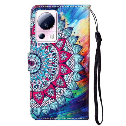 For Xiaomi 13 Lite / Civi 2 5G PU Leather Phone Case Pattern Printing Folding Stand Wallet Cover with Strap