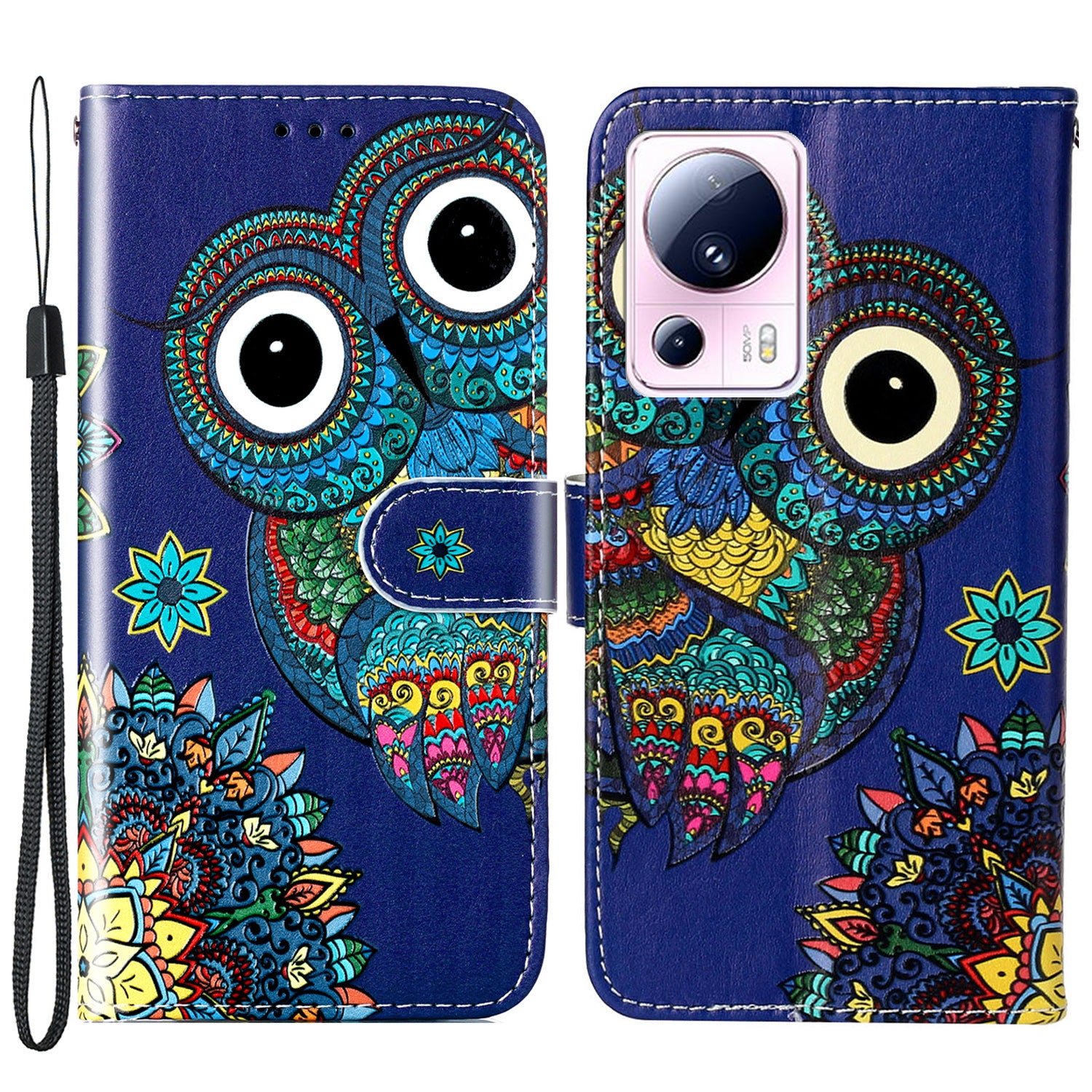 For Xiaomi 13 Lite / Civi 2 5G PU Leather Phone Case Pattern Printing Folding Stand Wallet Cover with Strap