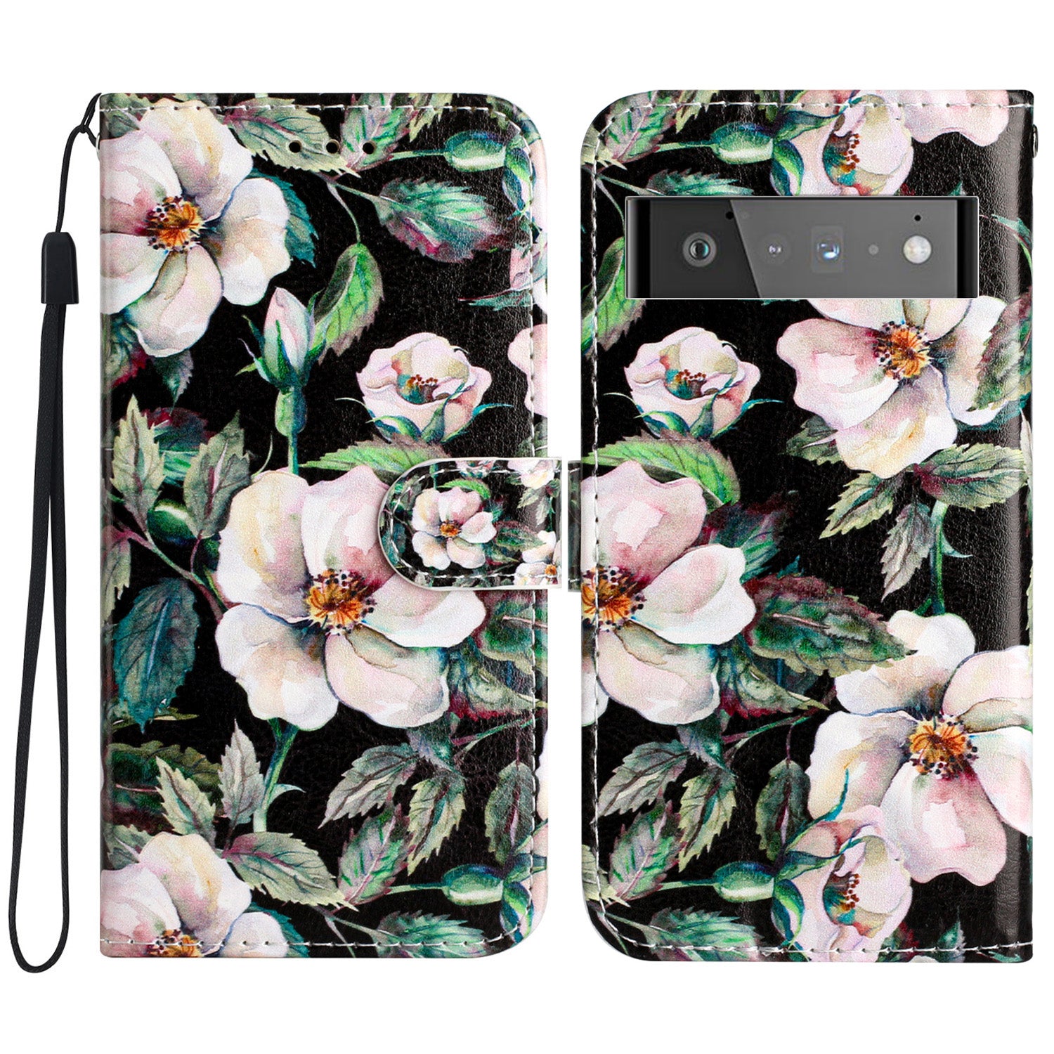 For Google Pixel 6 Pro 5G Wallet Phone Case Pattern Printing PU Leather Stand Flip Cover with Strap