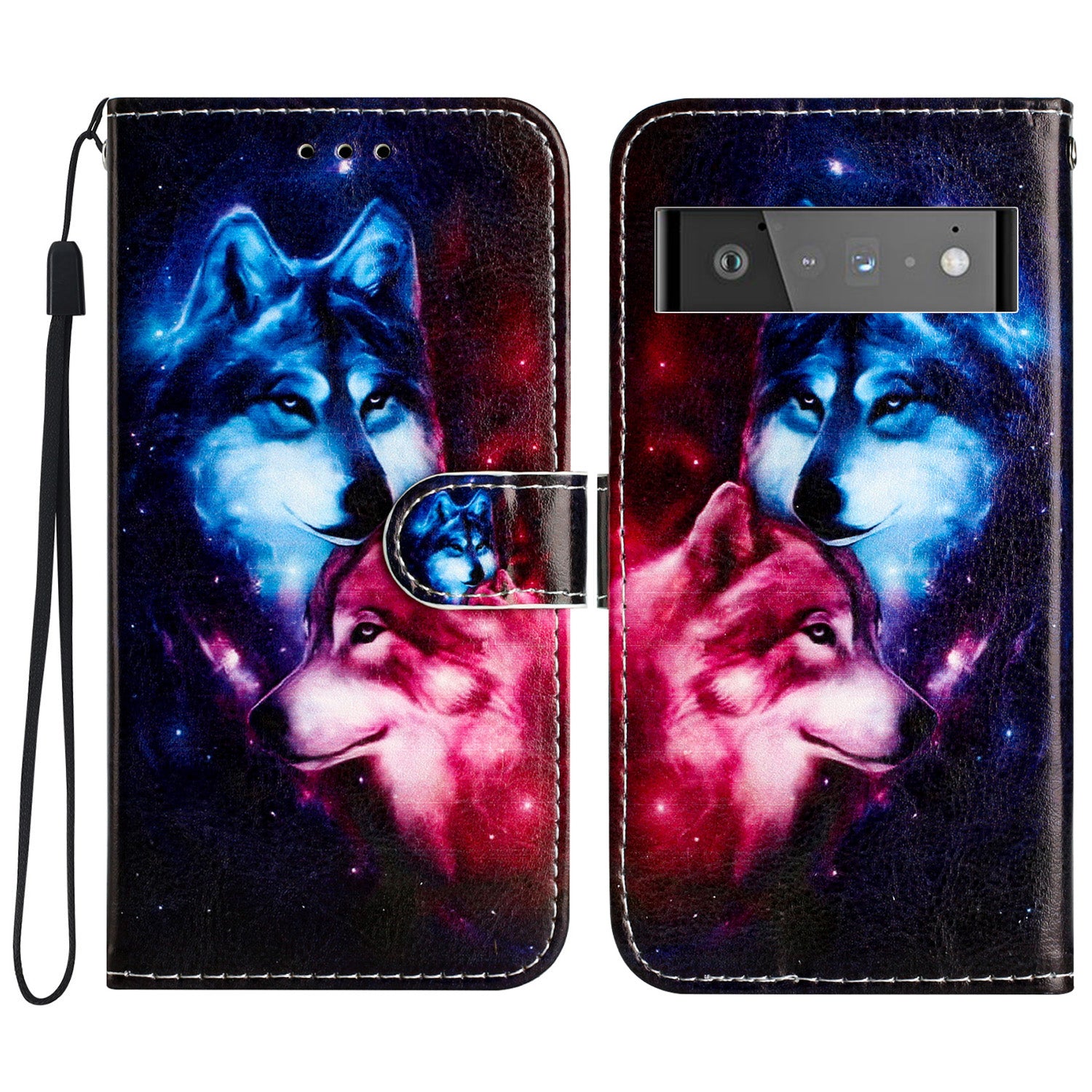 For Google Pixel 6 Pro 5G Wallet Phone Case Pattern Printing PU Leather Stand Flip Cover with Strap