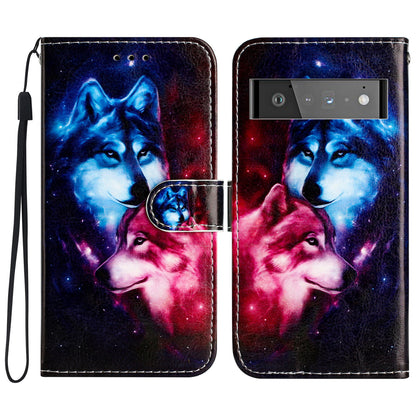 For Google Pixel 6 Pro 5G Wallet Phone Case Pattern Printing PU Leather Stand Flip Cover with Strap