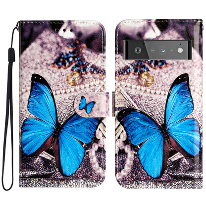 For Google Pixel 6 Pro 5G Wallet Phone Case Pattern Printing PU Leather Stand Flip Cover with Strap
