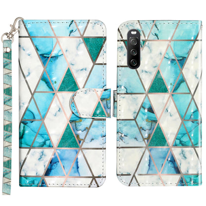 For Sony Xperia 10 V Phone Case 3D Pattern Printing Flip Stand PU Leather Wallet Drop-proof Cover with Strap