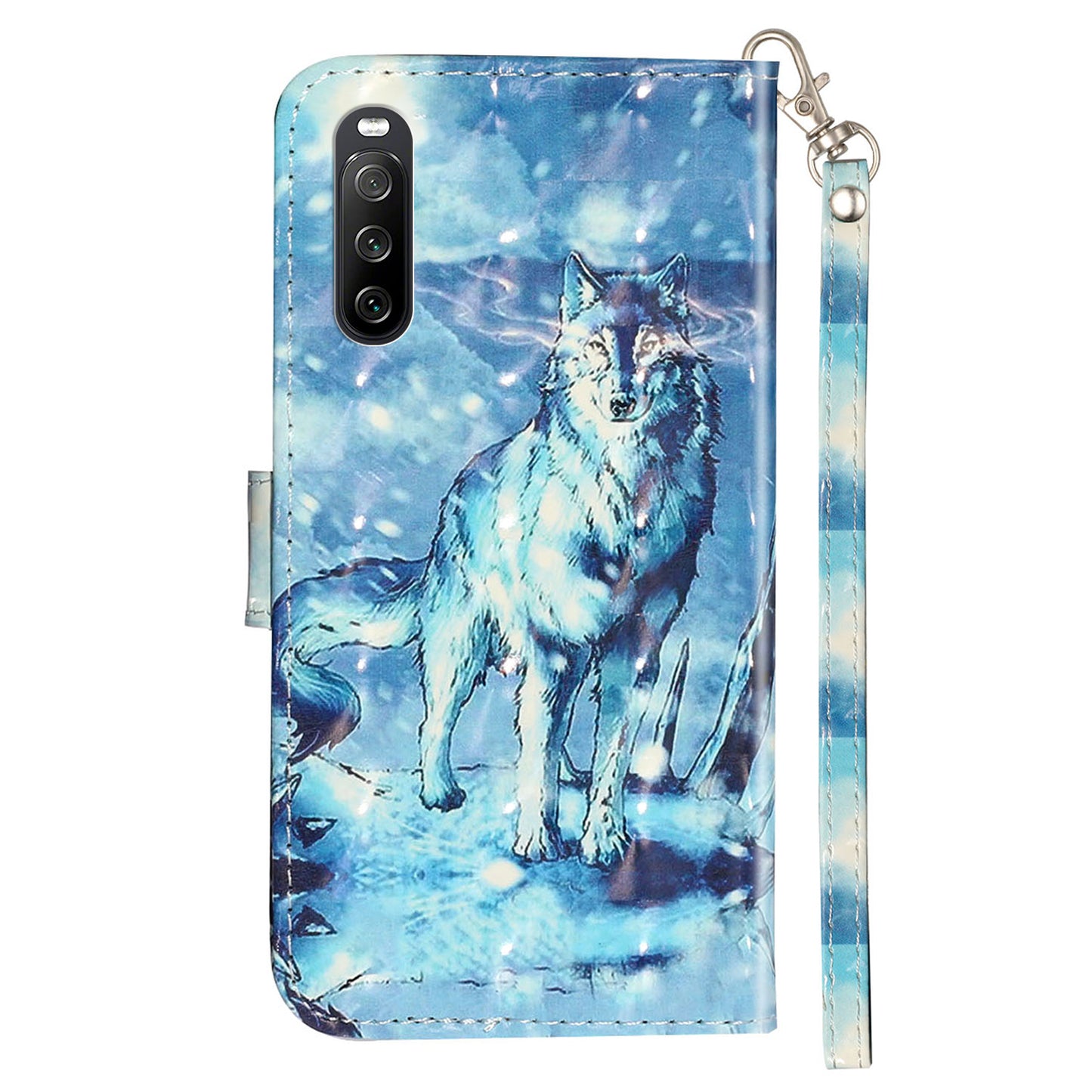 For Sony Xperia 10 V Phone Case 3D Pattern Printing Flip Stand PU Leather Wallet Drop-proof Cover with Strap
