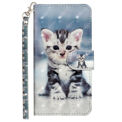 For Sony Xperia 10 V Phone Case 3D Pattern Printing Flip Stand PU Leather Wallet Drop-proof Cover with Strap