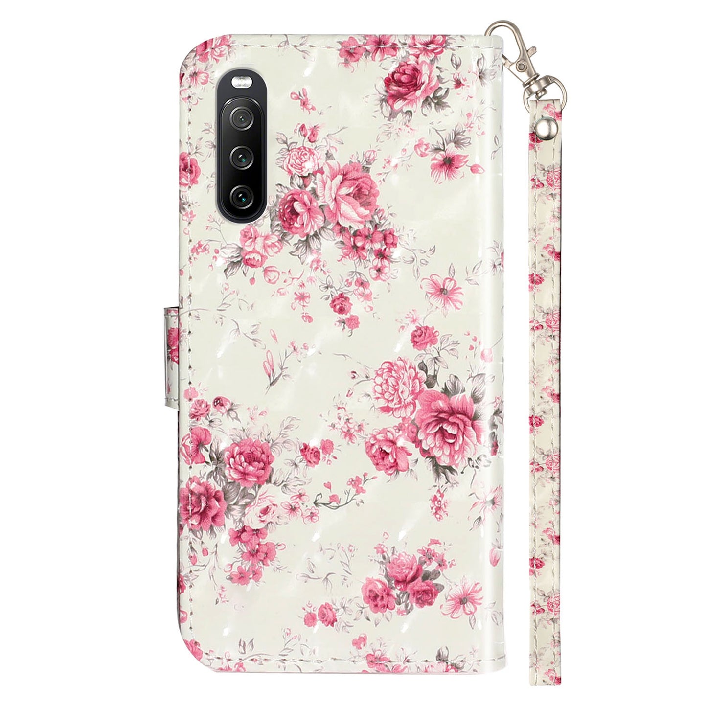 For Sony Xperia 10 V Phone Case 3D Pattern Printing Flip Stand PU Leather Wallet Drop-proof Cover with Strap