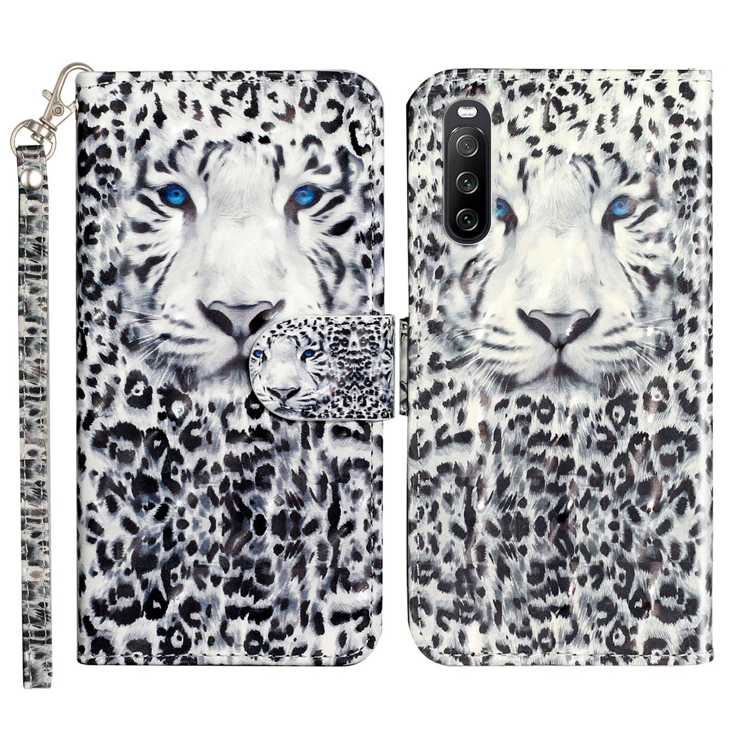 For Sony Xperia 10 V Phone Case 3D Pattern Printing Flip Stand PU Leather Wallet Drop-proof Cover with Strap