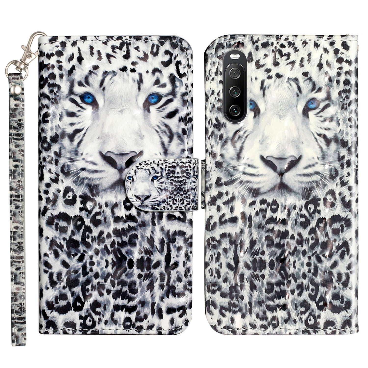 For Sony Xperia 10 V Phone Case 3D Pattern Printing Flip Stand PU Leather Wallet Drop-proof Cover with Strap