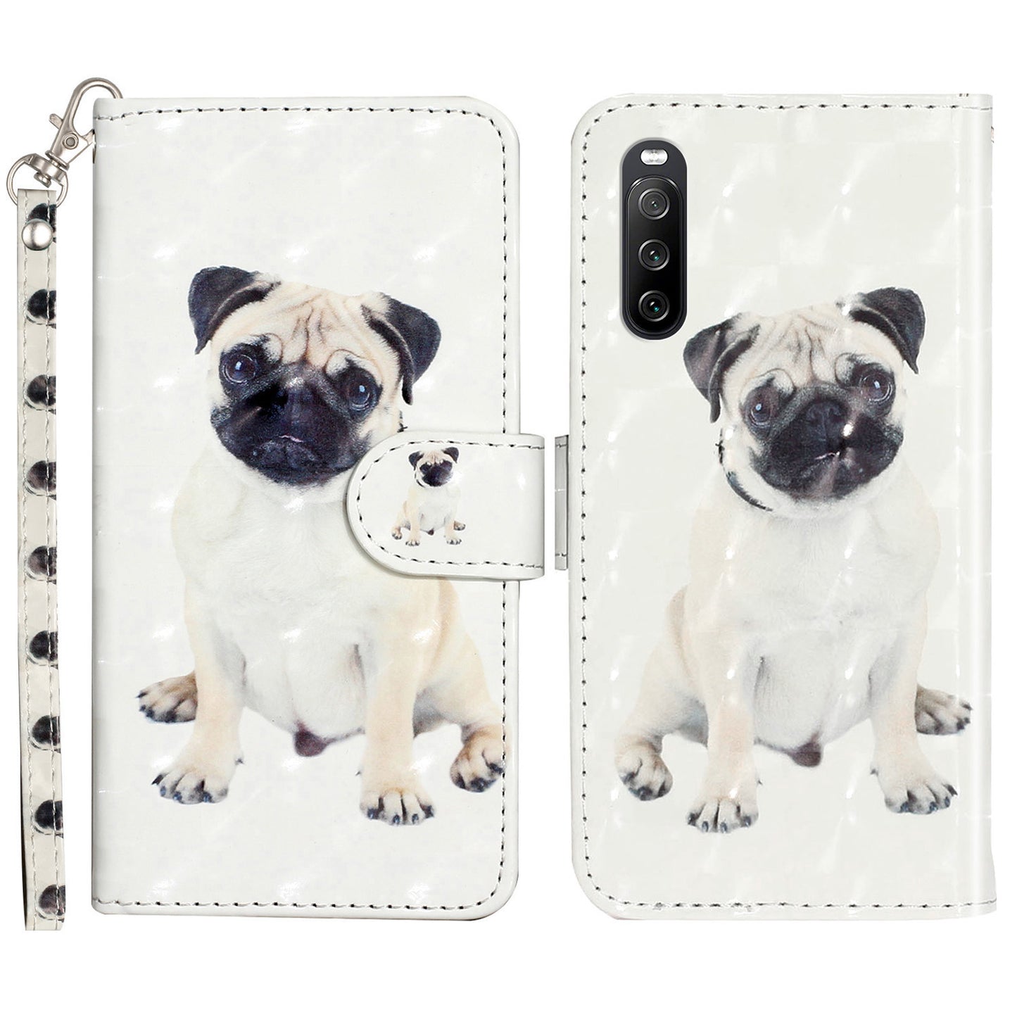 For Sony Xperia 10 V Phone Case 3D Pattern Printing Flip Stand PU Leather Wallet Drop-proof Cover with Strap