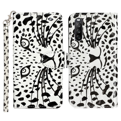 For Sony Xperia 10 V Phone Case 3D Pattern Printing Flip Stand PU Leather Wallet Drop-proof Cover with Strap
