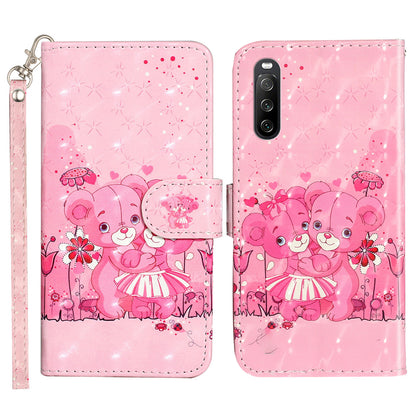 For Sony Xperia 10 V Phone Case 3D Pattern Printing Flip Stand PU Leather Wallet Drop-proof Cover with Strap