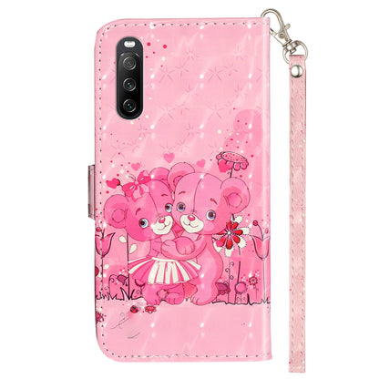 For Sony Xperia 10 V Phone Case 3D Pattern Printing Flip Stand PU Leather Wallet Drop-proof Cover with Strap