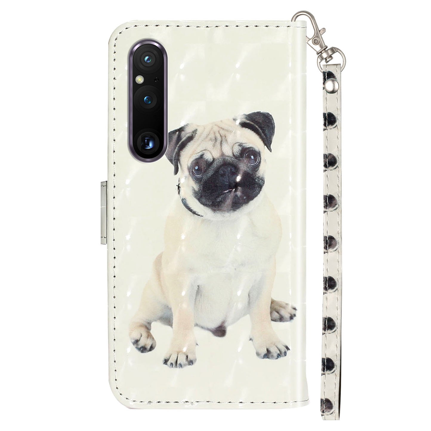 For Sony Xperia 1 V Shockproof PU Leather Wallet Case Folding Stand 3D Pattern Printing Phone Cover with Strap