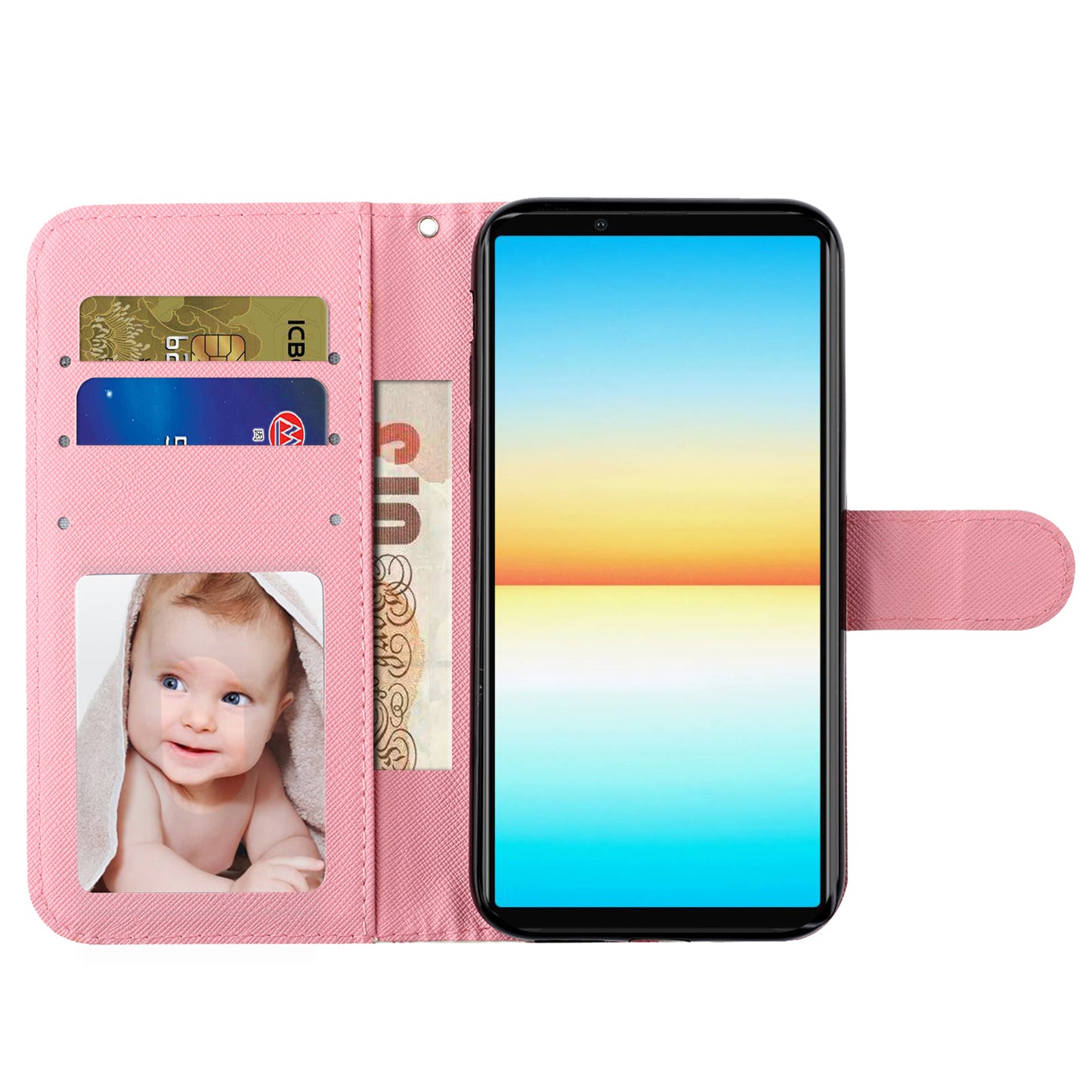 For Sony Xperia 1 V Shockproof PU Leather Wallet Case Folding Stand 3D Pattern Printing Phone Cover with Strap
