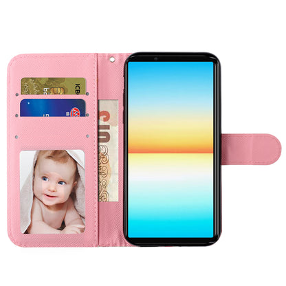 For Sony Xperia 1 V Shockproof PU Leather Wallet Case Folding Stand 3D Pattern Printing Phone Cover with Strap
