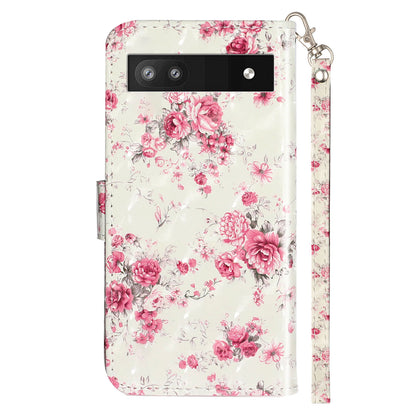 For Google Pixel 7a PU Leather 3D Pattern Printing Phone Case Stand Wallet Flip Cover with Strap