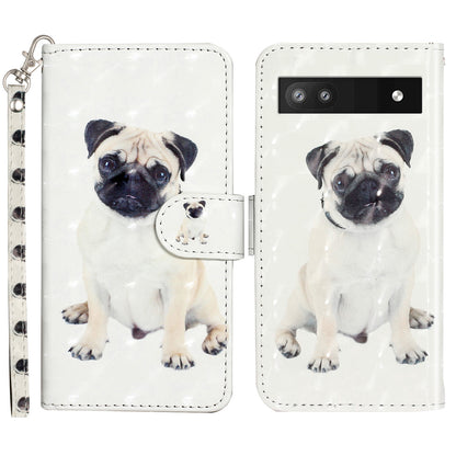 For Google Pixel 7a PU Leather 3D Pattern Printing Phone Case Stand Wallet Flip Cover with Strap
