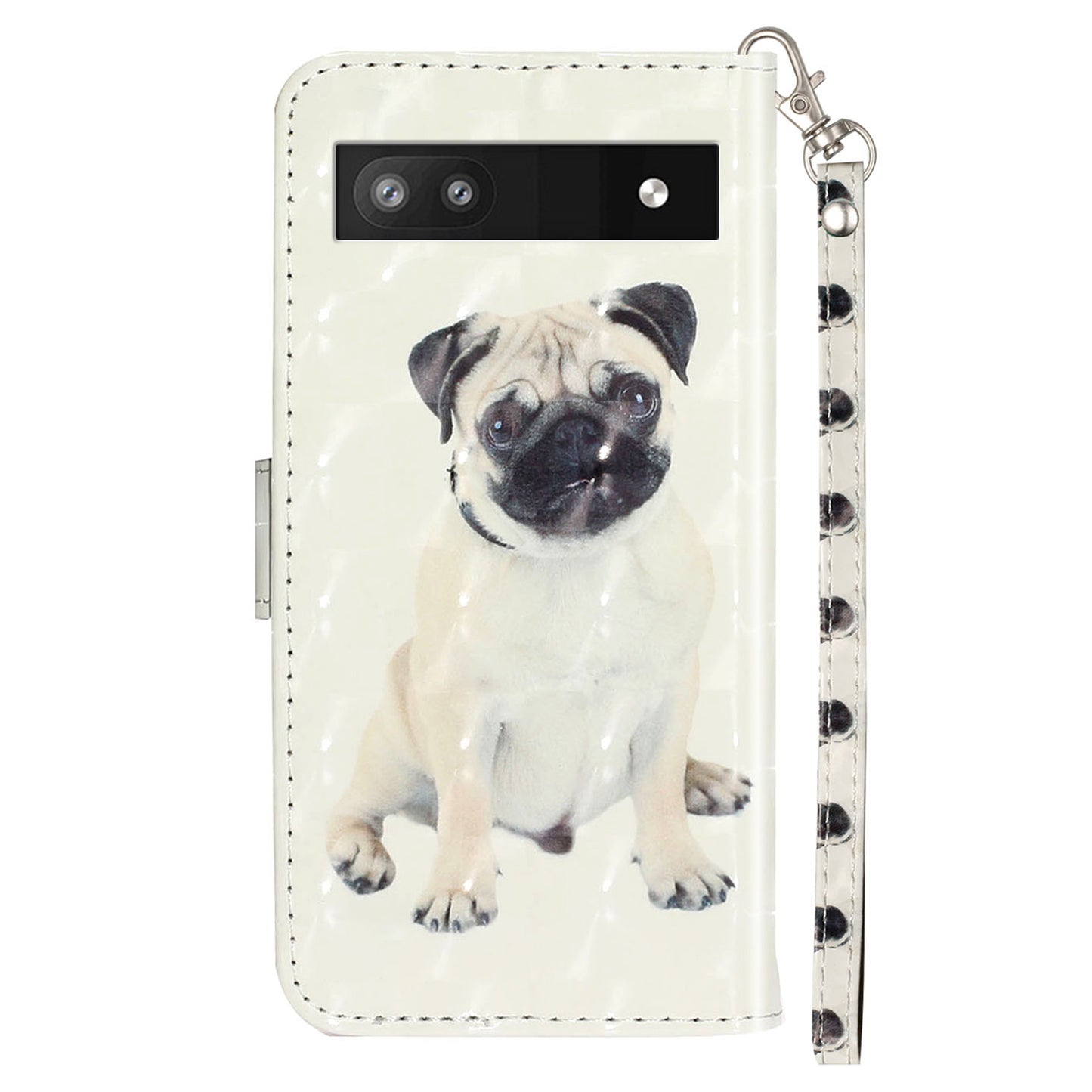 For Google Pixel 7a PU Leather 3D Pattern Printing Phone Case Stand Wallet Flip Cover with Strap