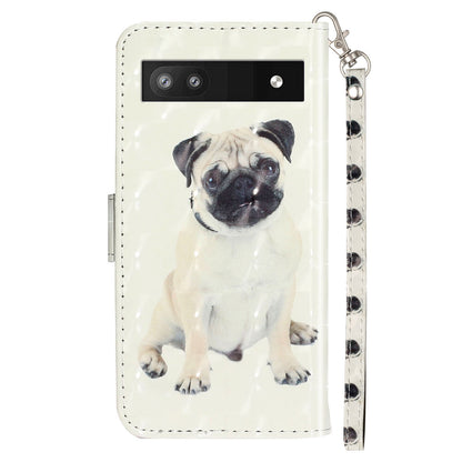 For Google Pixel 7a PU Leather 3D Pattern Printing Phone Case Stand Wallet Flip Cover with Strap
