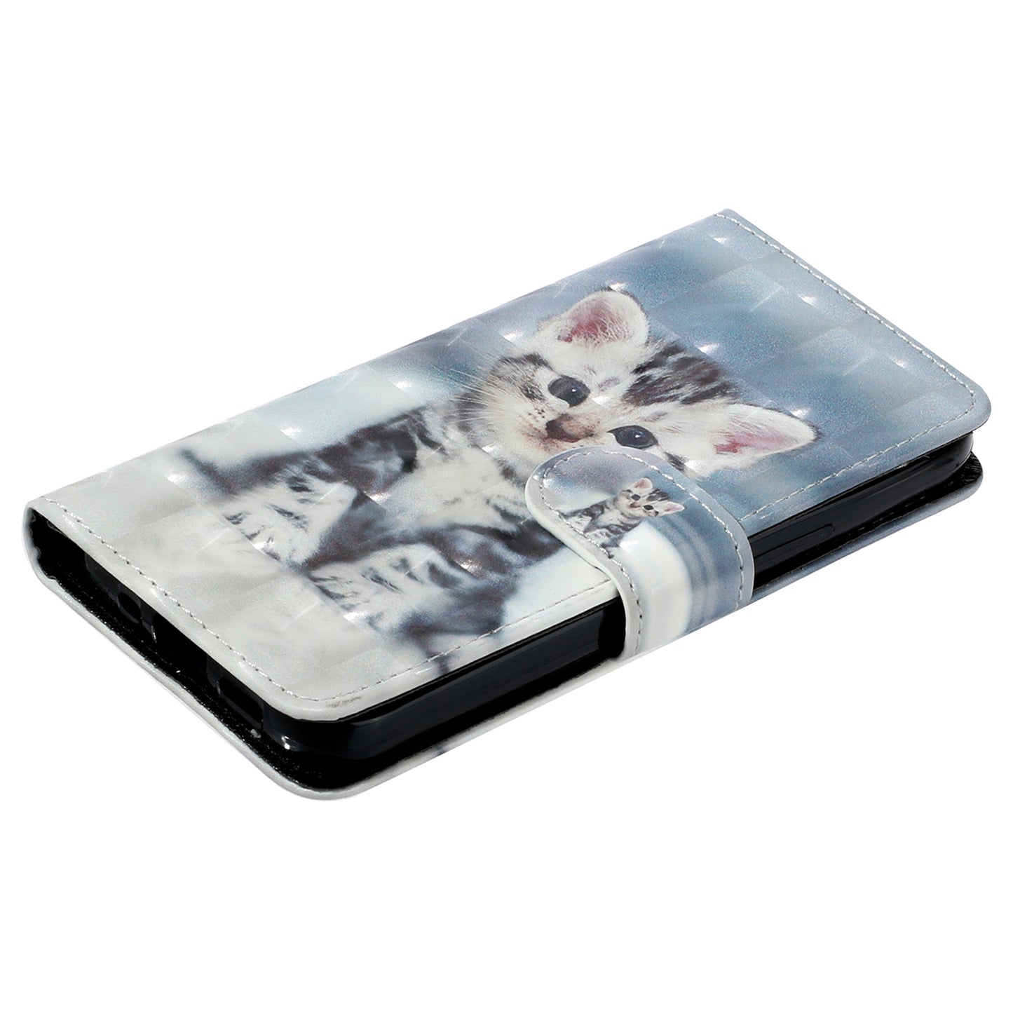 For Google Pixel 7a PU Leather 3D Pattern Printing Phone Case Stand Wallet Flip Cover with Strap
