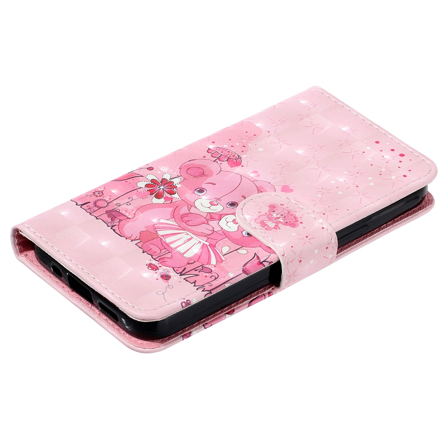 For Google Pixel 7a PU Leather 3D Pattern Printing Phone Case Stand Wallet Flip Cover with Strap