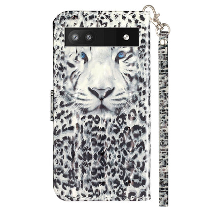 For Google Pixel 7a PU Leather 3D Pattern Printing Phone Case Stand Wallet Flip Cover with Strap