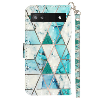 For Google Pixel 7a PU Leather 3D Pattern Printing Phone Case Stand Wallet Flip Cover with Strap