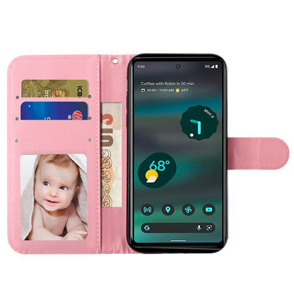 For Google Pixel 7 5G PU Leather Flip Wallet Case 3D Pattern Printing Stand Phone Cover with Strap