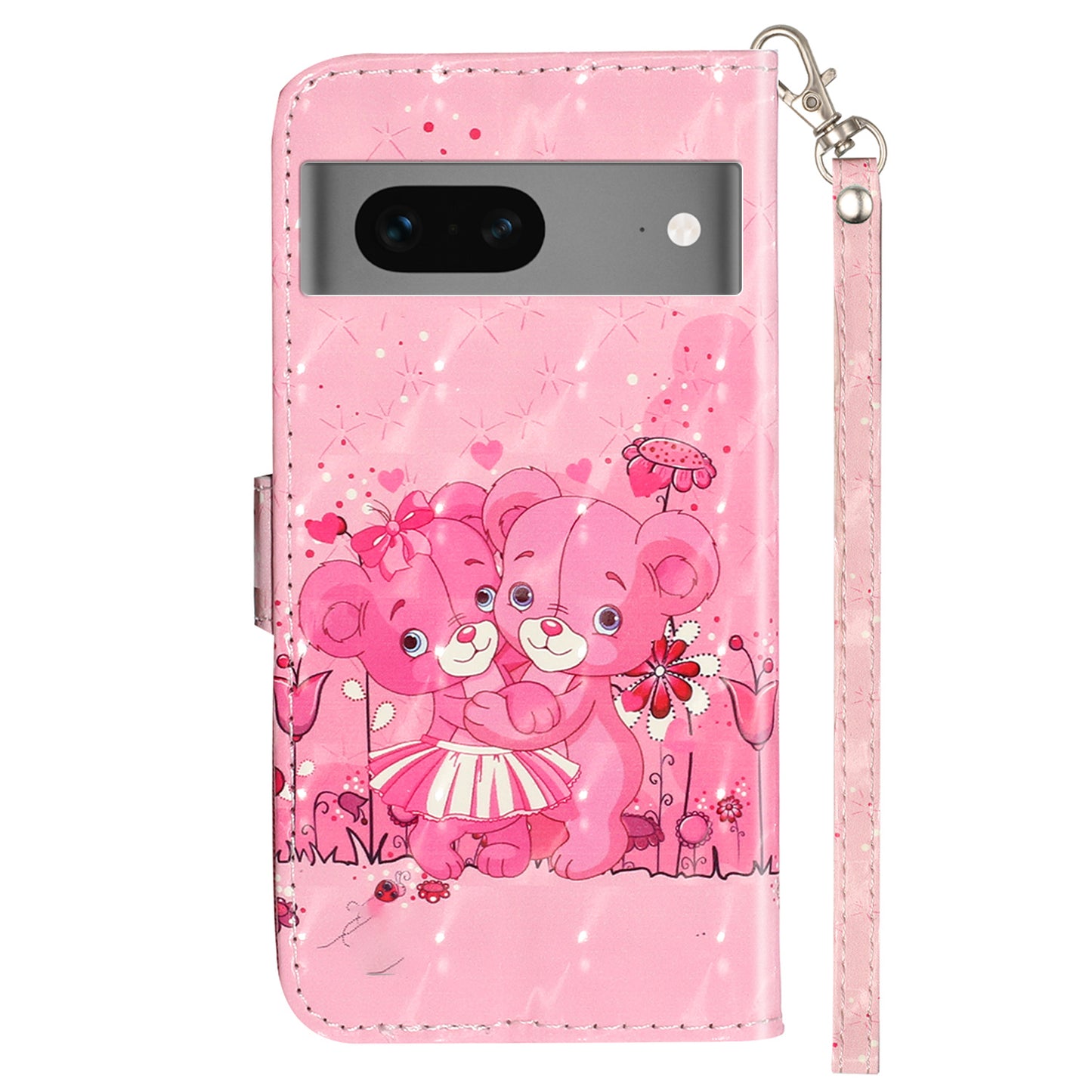 For Google Pixel 7 5G PU Leather Flip Wallet Case 3D Pattern Printing Stand Phone Cover with Strap