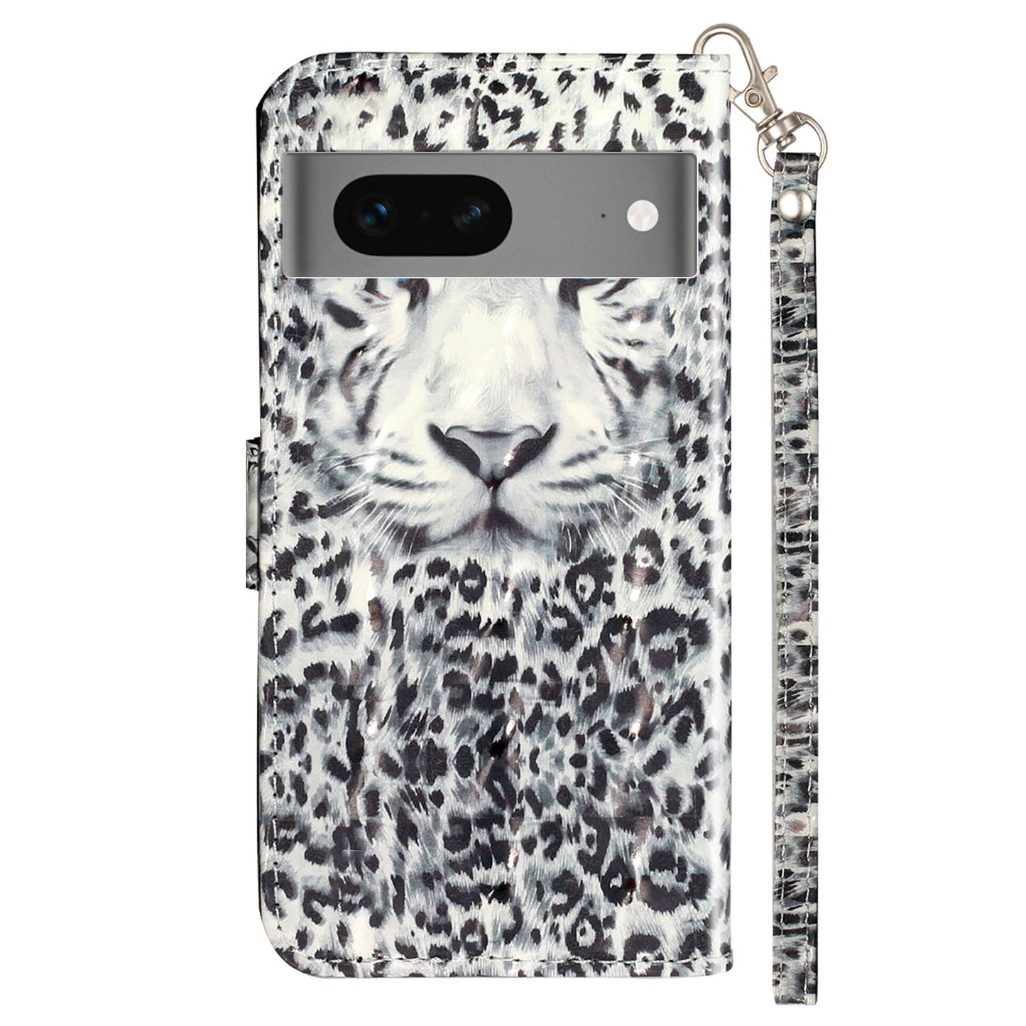 For Google Pixel 7 5G PU Leather Flip Wallet Case 3D Pattern Printing Stand Phone Cover with Strap