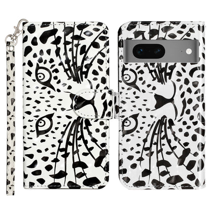 For Google Pixel 7 5G PU Leather Flip Wallet Case 3D Pattern Printing Stand Phone Cover with Strap
