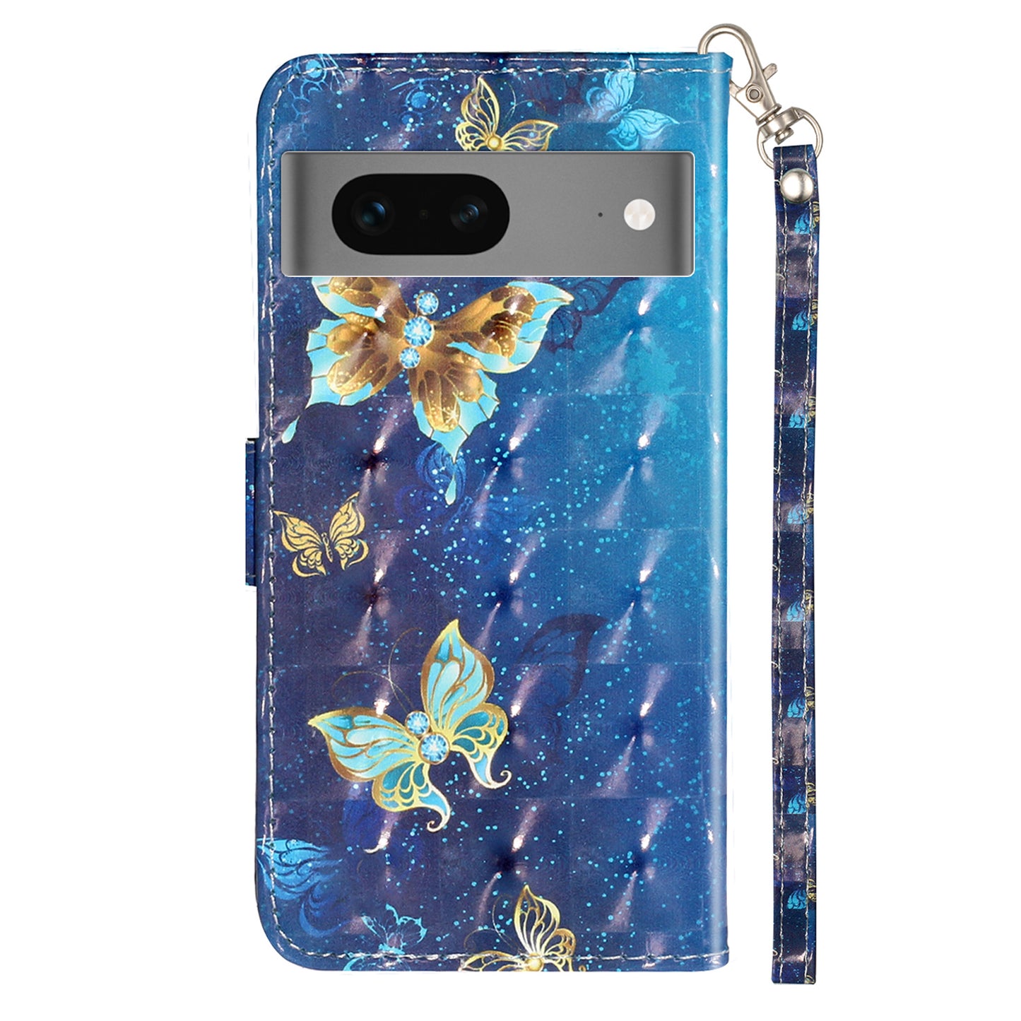 For Google Pixel 7 5G PU Leather Flip Wallet Case 3D Pattern Printing Stand Phone Cover with Strap