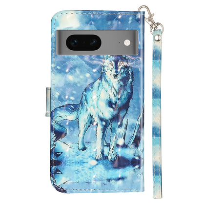 For Google Pixel 7 5G PU Leather Flip Wallet Case 3D Pattern Printing Stand Phone Cover with Strap