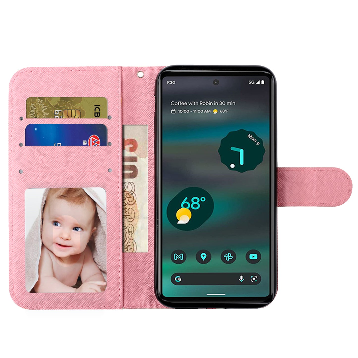 For Google Pixel 7 Pro 5G Flip Stand Phone Case 3D Pattern Printing PU Leather Wallet Phone Folio Cover with Strap