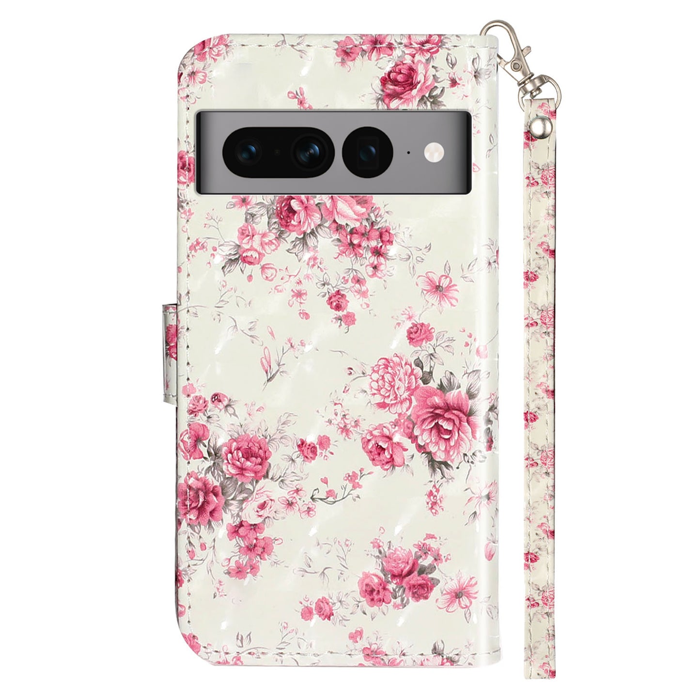 For Google Pixel 7 Pro 5G Flip Stand Phone Case 3D Pattern Printing PU Leather Wallet Phone Folio Cover with Strap